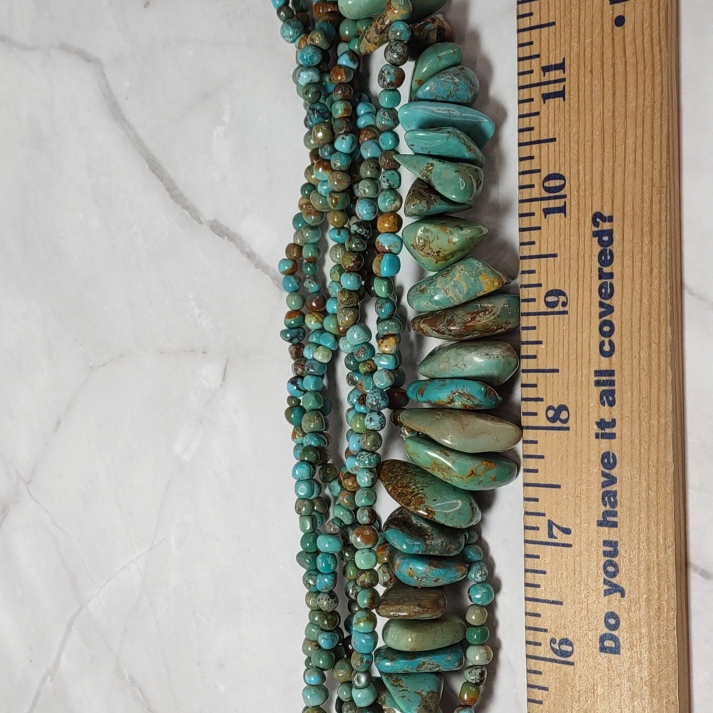Stunning Southwestern Inspired Multi Strand Turquoise Necklace - Picture 8 of 10